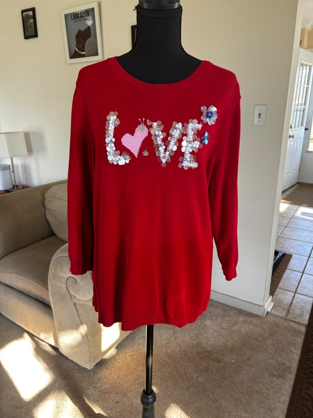 Talbots LOVE Red Crewneck light Sweater